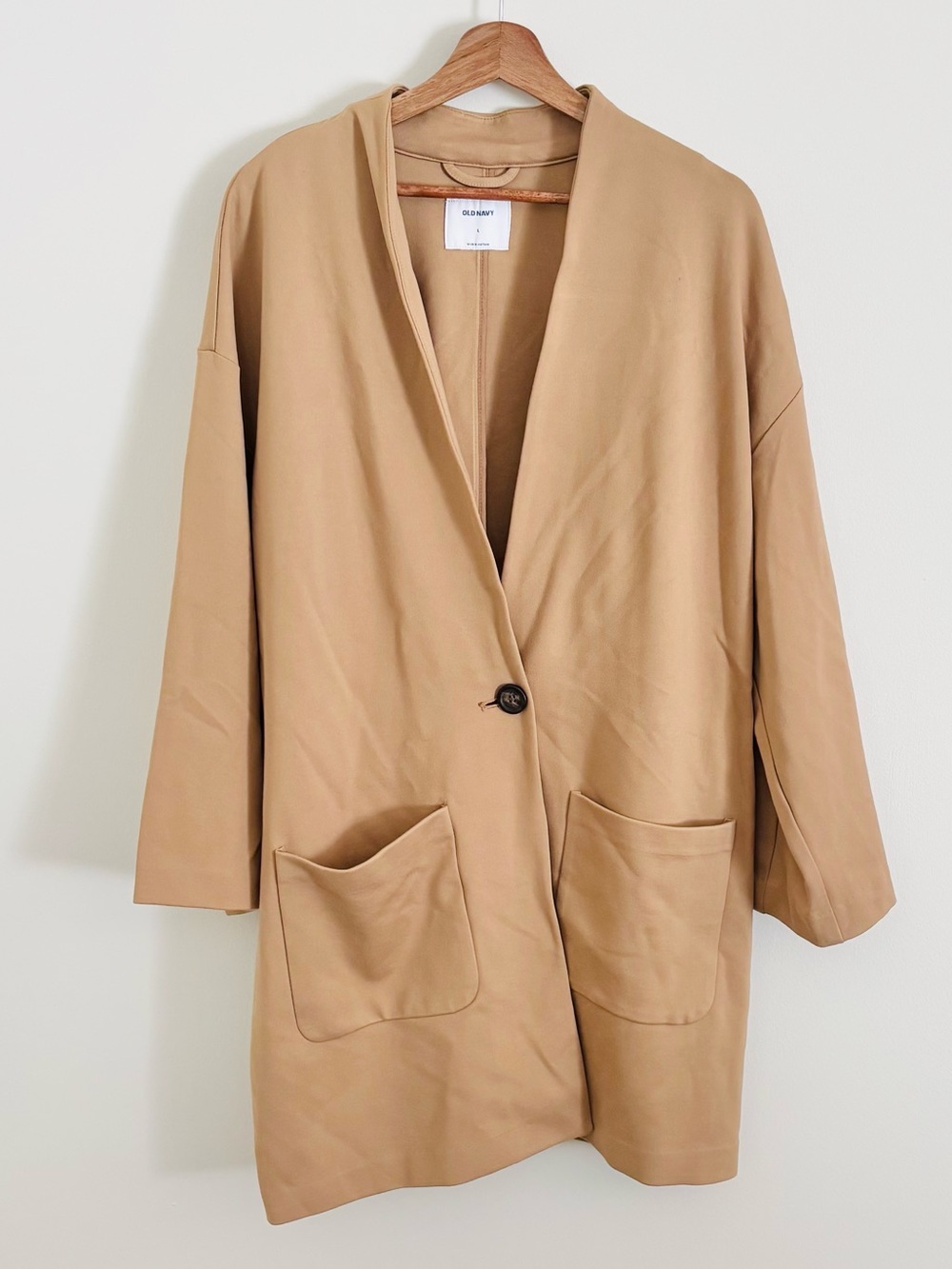 Old Navy Cocoon Coat in “Crumb on Down”